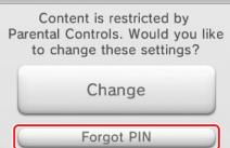 NINTENDO MINI CLASSICS - Select Parental Controls from System Settings and then tap Forgot PIN. - 1