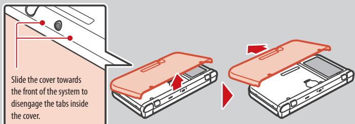 NINTENDO 6 - Slightly lift the back edge of the cover first and then slide it towards the front of the system. - 1