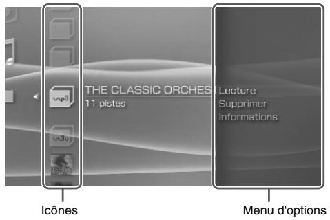 SONY PSP SLIM & LITE - Sélectionnez une icône, puis appuyez sur la touche . Le menu d'options s'affiche. - 1