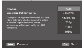 TOSHIBA BDX1300KE - Press OK, enter Resolution setting. - 1