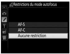 NIKON D7500 - A12: restrictions du mode autofocus - 2