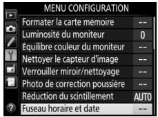NIKON D7500 - Sélectionnez fuseau horaire et date. - 2