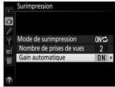 NIKON D7500 - Choisissez le niveau de gain. mettez en surbrillance gain automatique et appuyez sur - 2