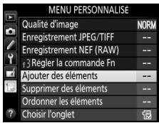 NIKON D7500 - Sélectionnez ajouter des éléments. - 2
