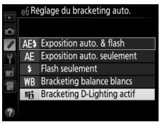 NIKON D7500 - Sélectionnez bracketing d-lighting actif. - 1