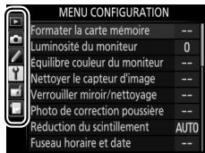 NIKON D7500 - Mettez en surbrillance l'icône du menu actuellement sélectionné. - 2