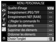 NIKON D7500 - Sélectionnez choisissez l'onglet. - 2
