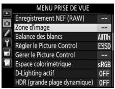 NIKON D7500 - Sélectionnez zone d'image dans le menu prise de vue. - 1