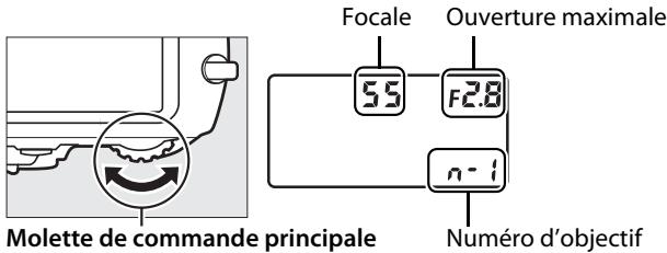 NIKON D7500 - Utilisez la commande selectionnelle pour désirer un numéro d'objectif. - 1