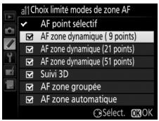 NIKON D7500 - A11 : choix limite modes de zone AF - 1