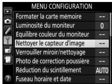 NIKON D7500 - Sélectionnez nettoyer le capteur d'image dans le menu configuration. - 1