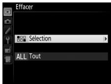 NIKON D7500 - Choisissez sélection pour l'option effacer du menu visualisation. - 1