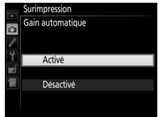 NIKON D7500 - Choisissez le niveau de gain. mettez en surbrillance gain automatique et appuyez sur - 4