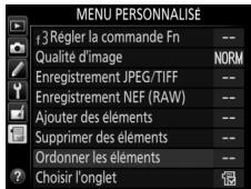 NIKON D7500 - Quittez et revenez au menu personnel. - 1