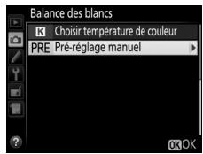NIKON D7500 - Sélectionnez PRE (pré-réglage manuel). - 2