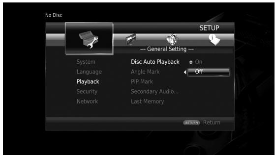 YAMAHA BD-A1040 - Seleccione el ajustede眼看o. - 1