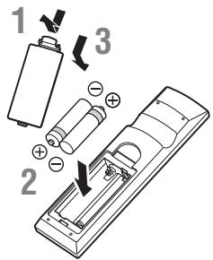 YAMAHA BD-A1040 - Batterien in die Fernbedienung einlagen - 1