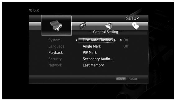 YAMAHA BD-A1040 - Selecteer een menu-item. - 1