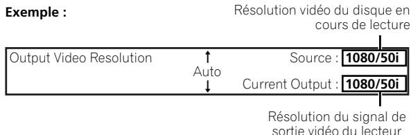 PIONEER BDP-170 - Sélection de la résolution de la sortie video - 2