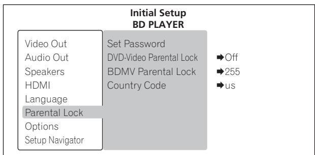 PIONEER BDP-170 - Sélectionnez et validez Parental Lock. - 2