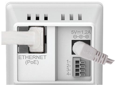 ETHERNET (PoE) 5V-1.2A 1- 2- 3- 4-