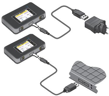 NETGEAR AC1900 NIGHTHAWK X10 AD7200 - > Per ricaricare la batteria: - 1