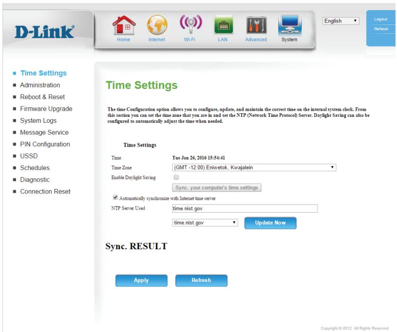 D-LINK DSL-3682 - Paramètres horaires - 1