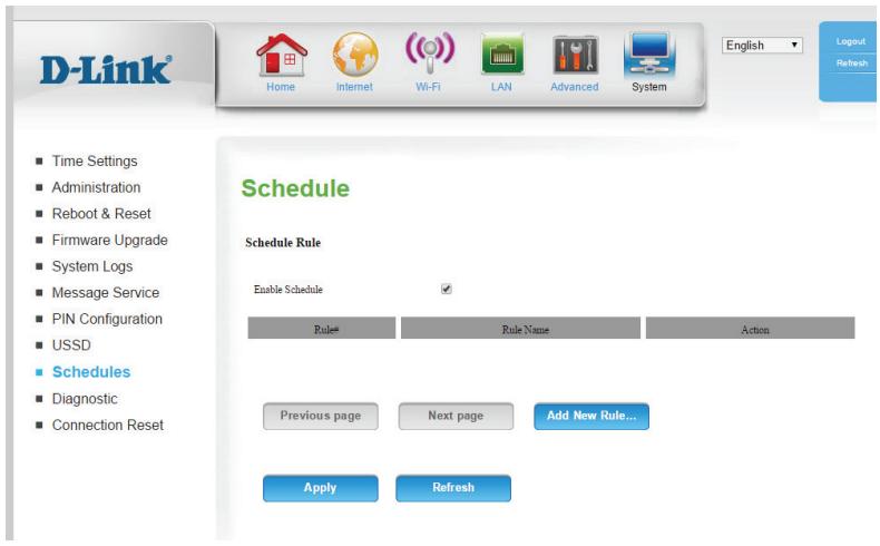 D-LINK DSL-3682 - Configuration de la règle de calendrier - 1