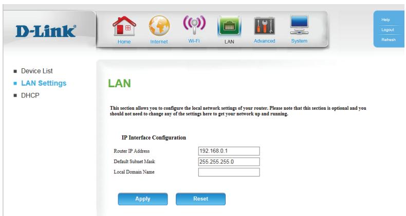 D-LINK DSL-3682 - Paramètres du réseau local - 1