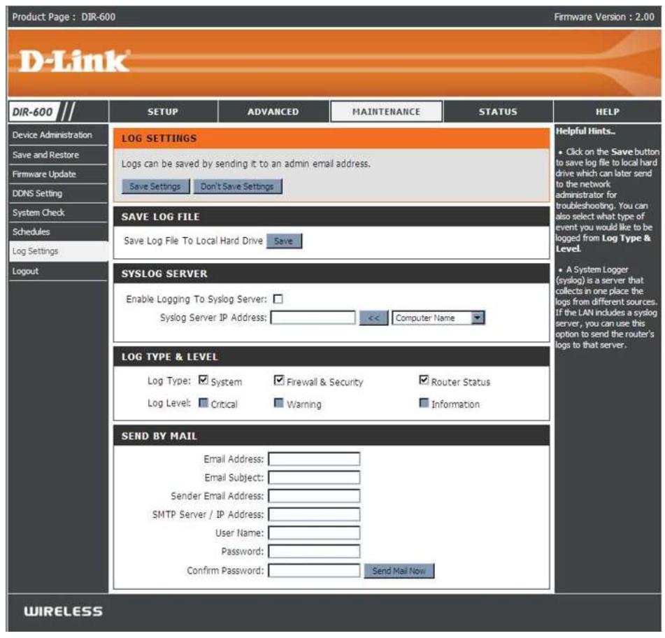 D-LINK DIR-895L - Paramètres du journal - 1