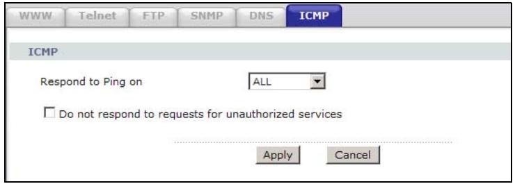ZYXEL LTE7460 - The ICMP Screen - 1