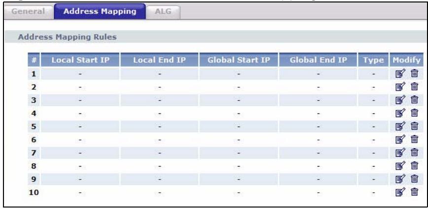 ZYXEL LTE7460 - The Address Mapping Screen - 1