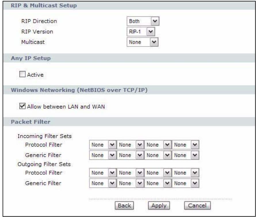 ZYXEL LTE7460 - The Advanced LAN IP Setup Screen - 1