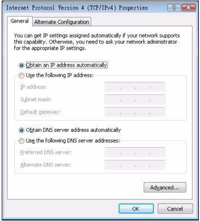ZYXEL LTE7460 - The Internet Protocol Version 4 (TCP/IPv4) Properties window opens (the General tab). - 1