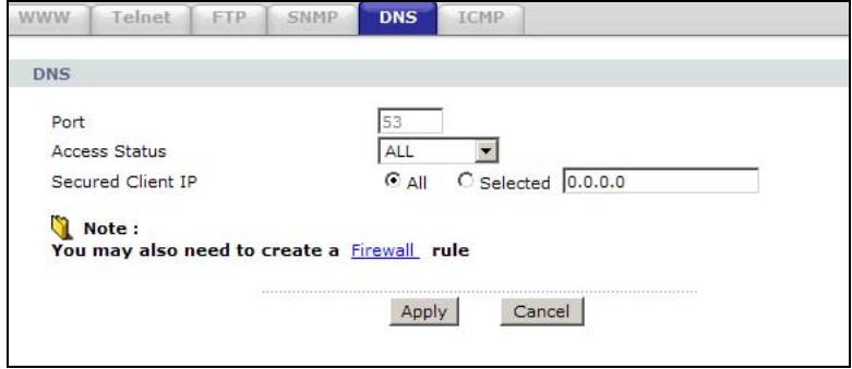 ZYXEL LTE7460 - The DNS Screen - 1