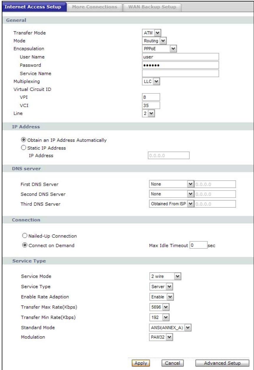 ZYXEL LTE7460 - The Internet Access Setup Screen - 1