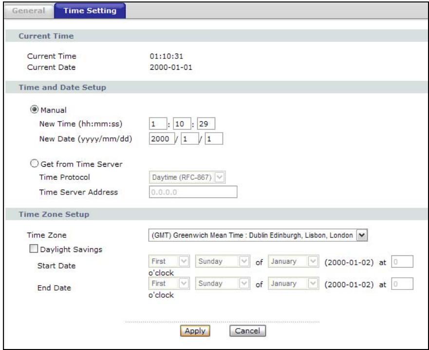 ZYXEL LTE7460 - The Time Setting Screen - 1