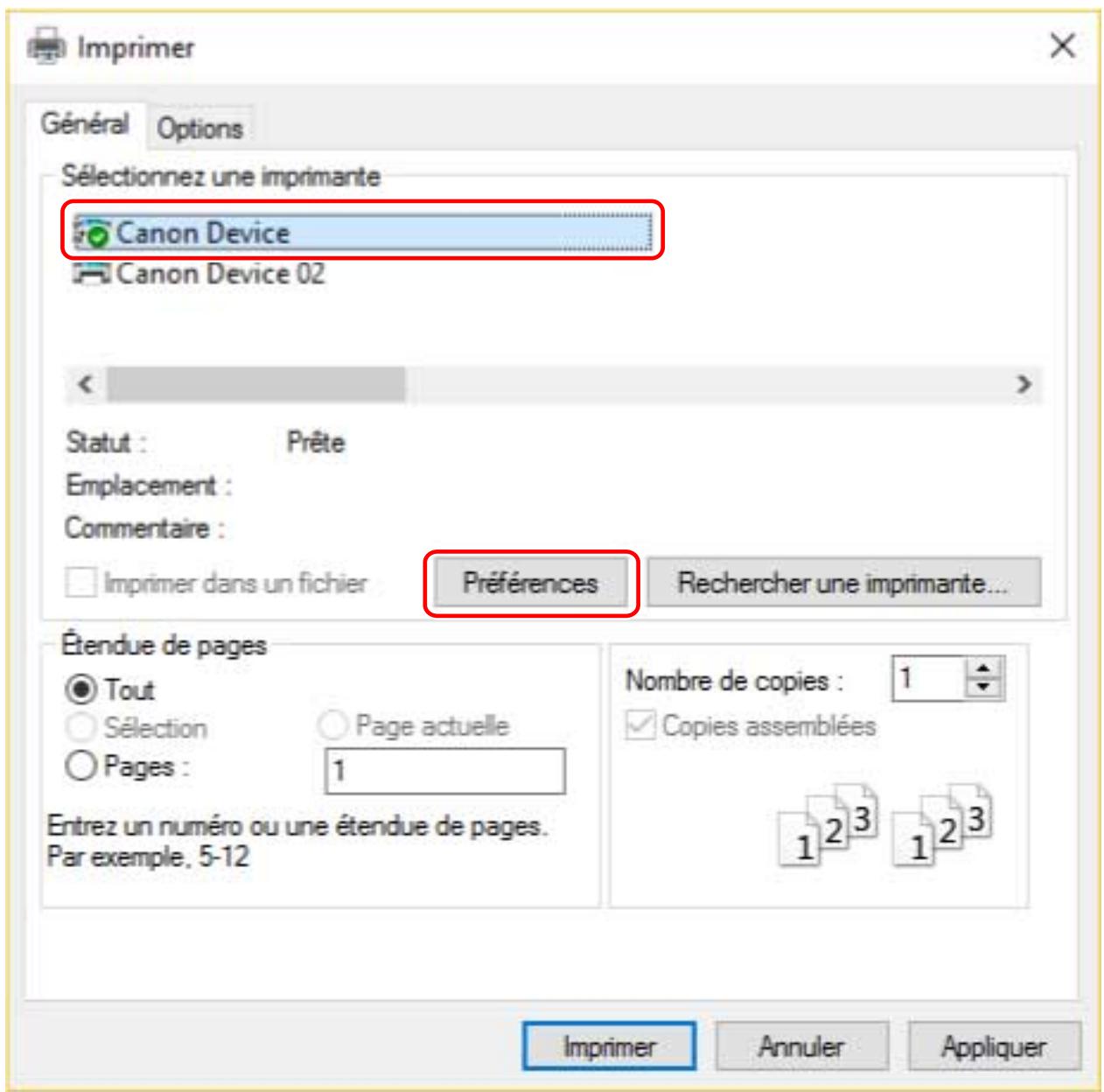 CANON MF232W - Sélectionnez [Imprimer] dans le menu de l'application. - 2