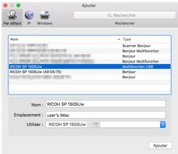 RICOH SP 5300DN - Installation du programme de pilote sans fil sur un système Mac OS - 1