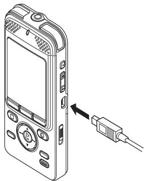 OLYMPUS DS-5500 PREMIUM - Branchez le câble de connexion USB sur la prise USB de l'enregistreur lorsque celui-ci est en mode d'arrêt ou qu'il est éteint. - 1