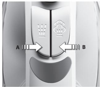 ELECTROLUX EDBS3350 - В моделях с автоматической регулировкой пара, уровень отпаривания определяется селектором температуры. - 1
