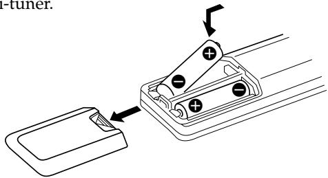 SONY STR-K 790 - Mise en place des piles dans la télécommande - 1