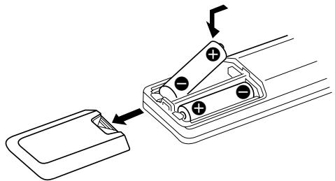 SONY STR-K 790 - Isättning av batterierna i fjärrkontrollen - 1