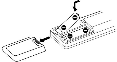 SONY STR-K 790 - Aanbrengen van batterijen in de afstandsbediening - 1