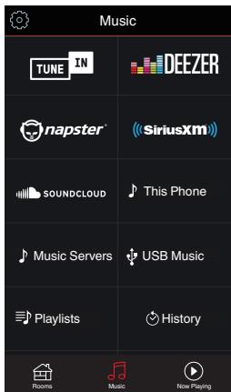 MARANTZ SR7011 - Tap the "Music" tab and select a music source. - 2