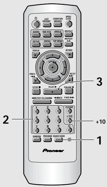 PIONEER BDP-100 - Aufsuchen eines Sektors, Kapitels, Titels oder eines bestimmten Zeitpunkts auf einer Disc - DVD/Video-CD/CD - 1