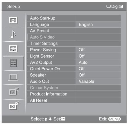 SONY RM-ED054 - Set-up menu - 1