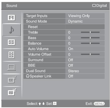 SONY RM-ED054 - Sound menu - 1