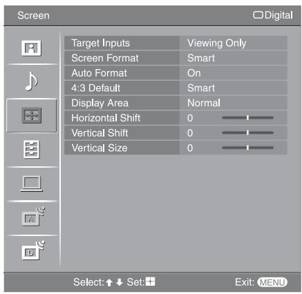 SONY RM-ED054 - Screen menu - 1