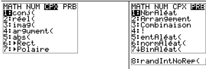 TEXAS INSTRUMENTS TI PRIMAIRE - Menus MATH - 2
